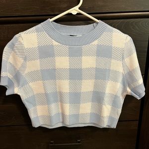 y2k checkered print sweater tee